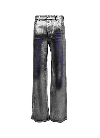 Chiara Ferragni Yüksek Bel Geniş Paça Standart Gri Kadın Denim Pantolon 77CBB5P1