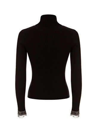 Chiara Ferragni Dik Yaka Standart Düz Siyah Kazak Kadın 77CBFN02