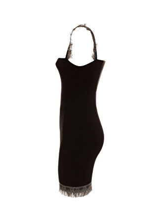 Chiara Ferragni Kare Yaka Düz Siyah Kısa Kadın Elbise 77CBON06