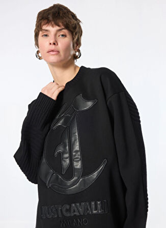 Just Cavalli Standart Desenli Siyah Kazak Kadın 77PAFM02