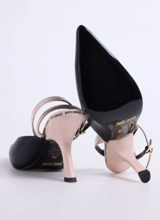 Just Cavalli Deri Bej - Siyah Kadın Topuklu Ayakkabı 78RA3S09
