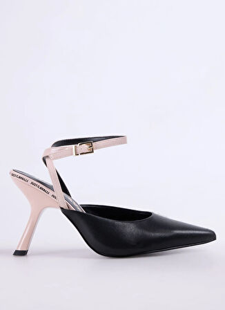 Just Cavalli Deri Bej - Siyah Kadın Topuklu Ayakkabı 78RA3S09