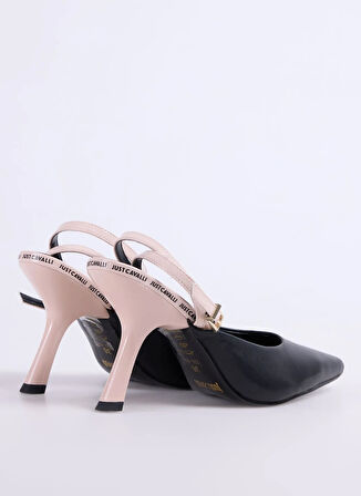 Just Cavalli Deri Bej - Siyah Kadın Topuklu Ayakkabı 78RA3S09
