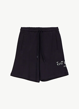 Siyah Erkek Lastikli Bel Relaxed Fit Şort 78PM380 R LOGO