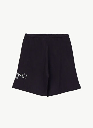 Siyah Erkek Lastikli Bel Relaxed Fit Şort 78PM380 R LOGO