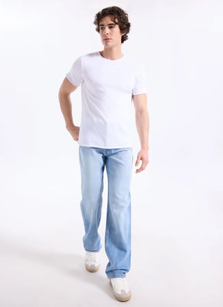 Just Cavalli Mavi Erkek Yazı Baskılı Denim Pantolon 78PM502 REGULAR