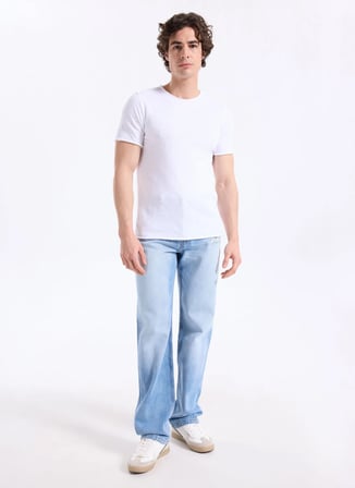 Just Cavalli Mavi Erkek Yazı Baskılı Denim Pantolon 78PM502 REGULAR
