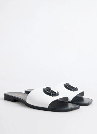 Beyaz Kadın Deri  Terlik