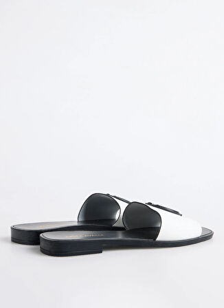 Beyaz Kadın Deri  Terlik