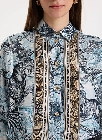 Just Cavalli Koyu Mavi Kadın Gömlek 78PAL2A6