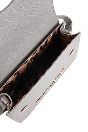 Kadın Metal Yazı Logolu El & Omuz Çantası - Gri | undefined