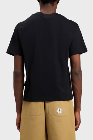Palm Angels Logolu Pamuklu Regular Fit Bisiklet Yaka T Shirt Erkek T SHİRT PMAA109S26JER006 Siyah-Kırık Beyaz