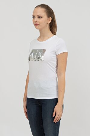 Beyaz - Gri Kadın T-Shirt 8NYTDL