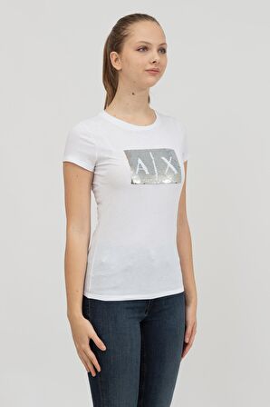 Beyaz - Gri Kadın T-Shirt 8NYTDL