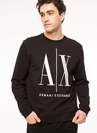 Armani Exchange Bisiklet Yaka Siyah Erkek Sweatshırt 8NZMPA 1200 BLACK