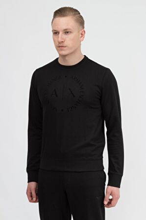 Bisiklet Yaka Siyah Erkek Sweatshırt 8NZM87 1200-BLACK