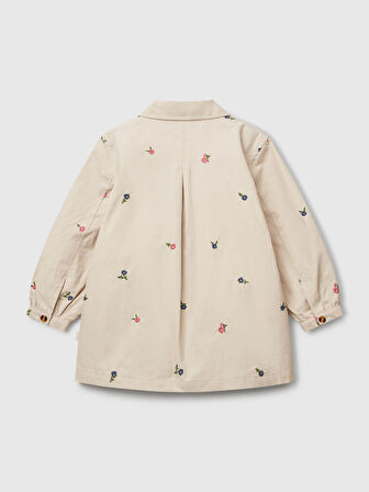 Benetton Kız Çocuk Çiçekli Trençkot 1-6 Yaş Bej