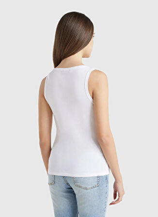Benetton Yuvarlak Yaka Beyaz Kadın Atlet 3GA2DH010