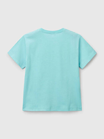 Benetton Erkek Çocuk Baskılı Tshirt 1-6 Yaş Turkuaz
