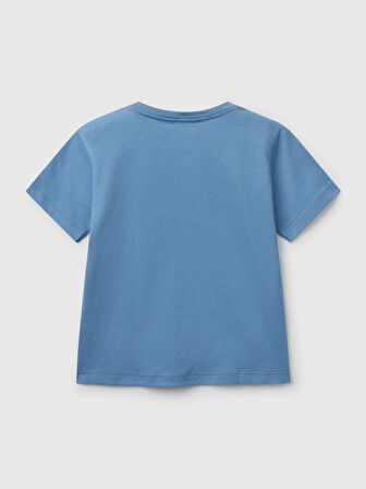 Benetton Erkek Çocuk Baskılı Tshirt 1-6 Yaş Petrol