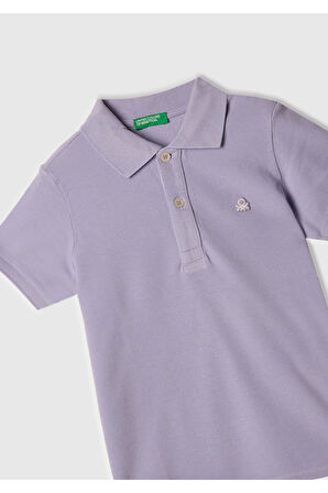 Erkek Çocuk Mor Logolu Pike Polo T-Shirt