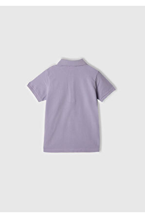 Erkek Çocuk Mor Logolu Pike Polo T-Shirt