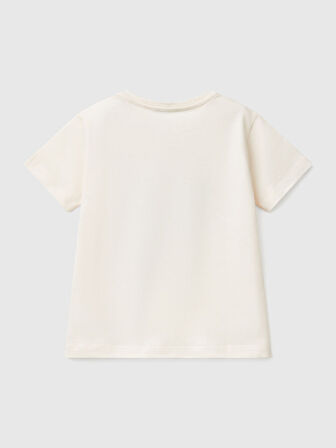 Benetton Erkek Çocuk Baskılı Tshirt 1-6 Yaş Ekru