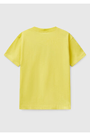 Erkek Çocuk Sarı Benetton Logo Baskılı T-Shirt