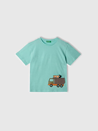 Benetton Erkek Çocuk Figürlü Tshirt 1-6 Yaş Mint