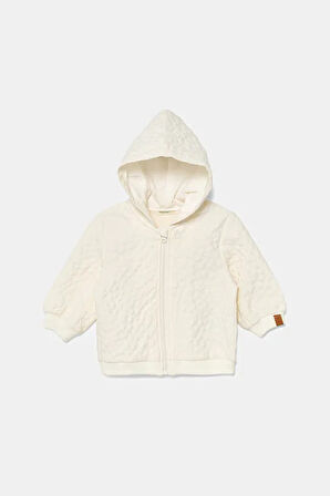 Bebek Yavruağzı Logo Etiketli Jakarlı Fermuarlı Kapüşonlu Sweatshirt