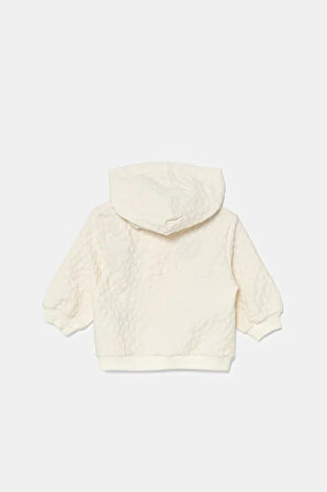 Bebek Yavruağzı Logo Etiketli Jakarlı Fermuarlı Kapüşonlu Sweatshirt