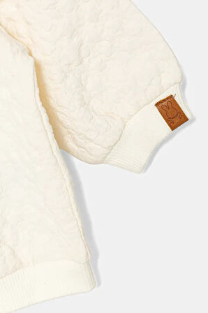 Bebek Yavruağzı Logo Etiketli Jakarlı Fermuarlı Kapüşonlu Sweatshirt