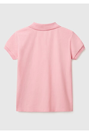 Kız Çocuk Pembe Logolu Pike Polo T-Shirt