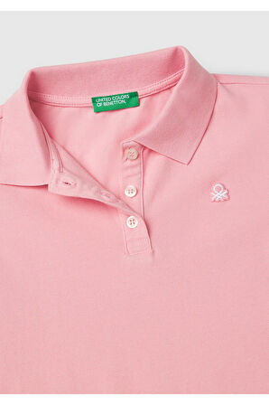 Kız Çocuk Pembe Logolu Pike Polo T-Shirt