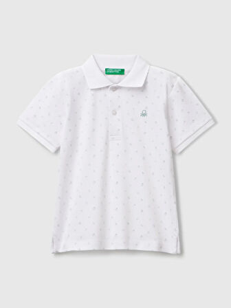 Benetton Erkek Çocuk Desenli PoloTshirt 1-6 Yaş Beyaz