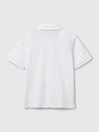 Benetton Erkek Çocuk Desenli PoloTshirt 1-6 Yaş Beyaz