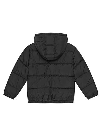 Erkek Çocuk Siyah Logo İşlemeli Kalın Mont