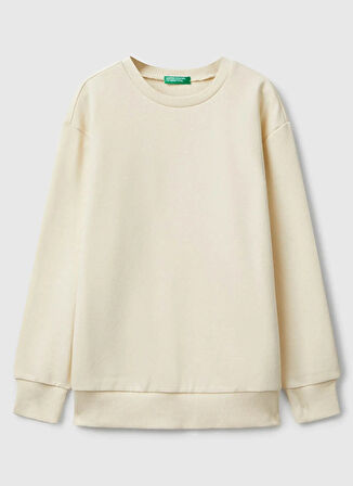 Benetton Baskılı Erkek Çocuk Krem Sweatshırt 3J68C10QK