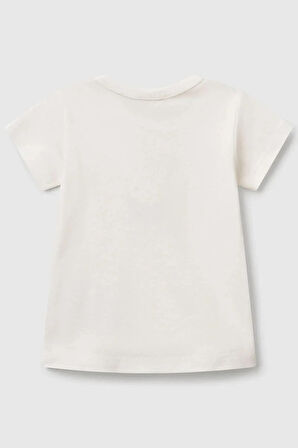 United Colors of Benetton Kız Bebek T shirt Ekru 3I9WA1062