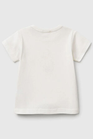 United Colors of Benetton Erkek Bebek T shirt Beyaz 3I9WA1062