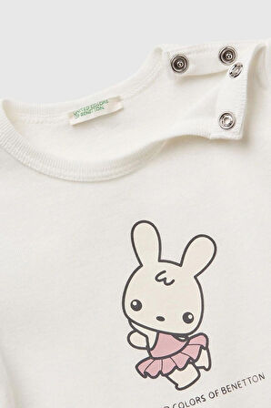 United Colors of Benetton Erkek Bebek T shirt Beyaz 3I9WA1062