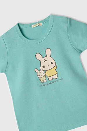 United Colors of Benetton Erkek Bebek T shirt Turkuaz 3I9WA1062