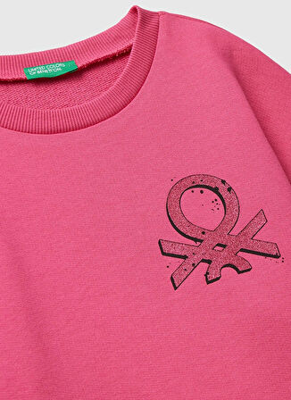 Benetton Baskılı Kız Çocuk Pembe Sweatshırt 3J68C10Q0