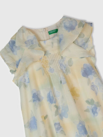 Benetton Kız Çocuk Batik Elbise 1-6 Yaş Mavi
