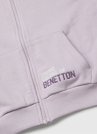 Benetton Nakışlı Kız Çocuk Lila Sweatshırt 3J68C505D