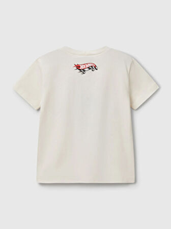 Benetton Erkek Çocuk Hot Wheels Tshirt 1-6 Yaş Ekru