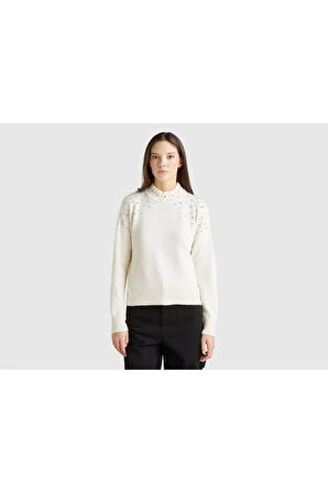 United Colors Of Benetton Kadın / Kız Krem Kazak (Model Kodu: 124A1Qcsd203M )