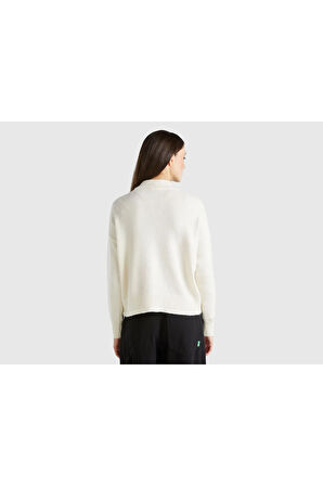 United Colors Of Benetton Kadın / Kız Krem Kazak (Model Kodu: 124A1Qcsd203M )