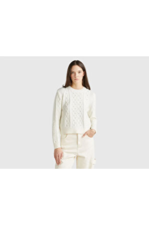 United Colors Of Benetton Kadın / Kız Krem Kazak (Model Kodu: 124A1Qcsd10Cc )