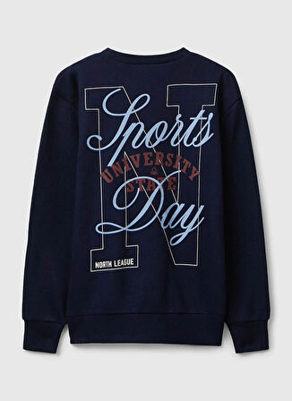 Benetton Baskılı Erkek Çocuk Lacivert Sweatshırt 3J68C10QK